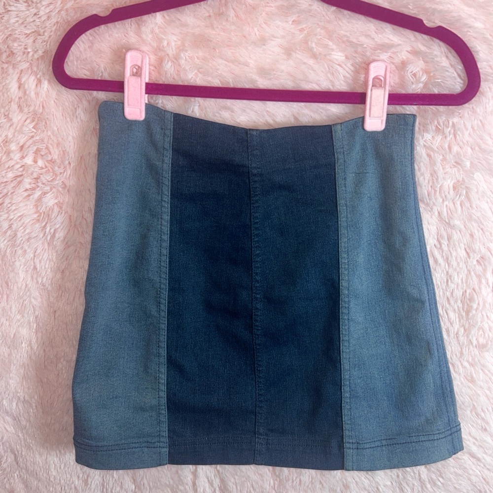 Free People Denim Two-Tone Skirt - Picture 5 of 8